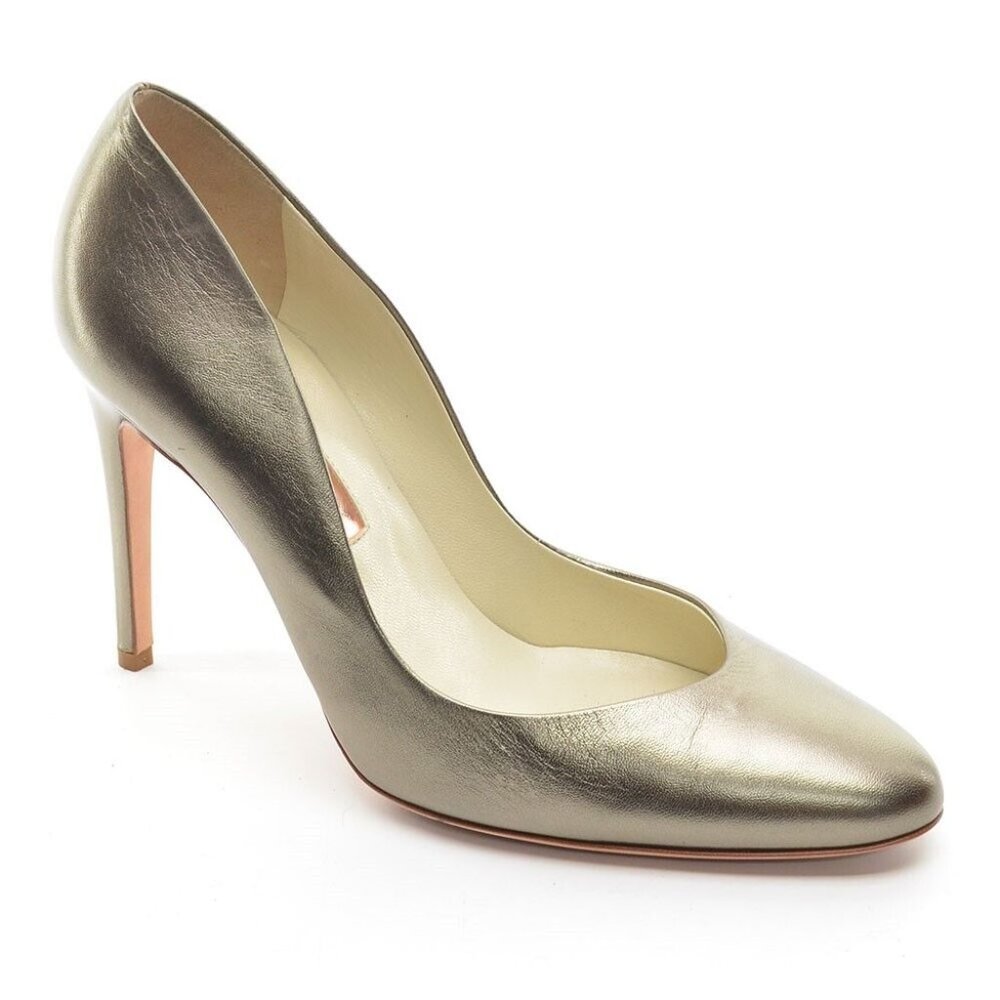 Rupert Sanderson Dark Gold Leather Dress Heel Pumps 38
